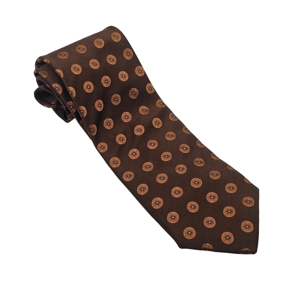 Robert Talbott Best of Class Silk Tie Brown Medallion Dark Academia‎ Luxury USA